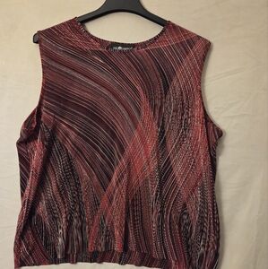 Sag Harbor Red and Black Sleeveless Graphic Blouse